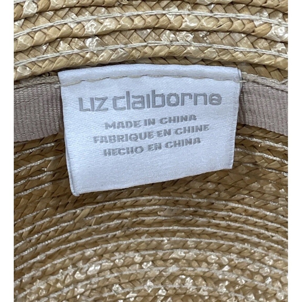 Liz Claiborne Straw Sun Hat Purple Flower 90's Cottage Core Boho Grandma Core - Picture 7 of 8
